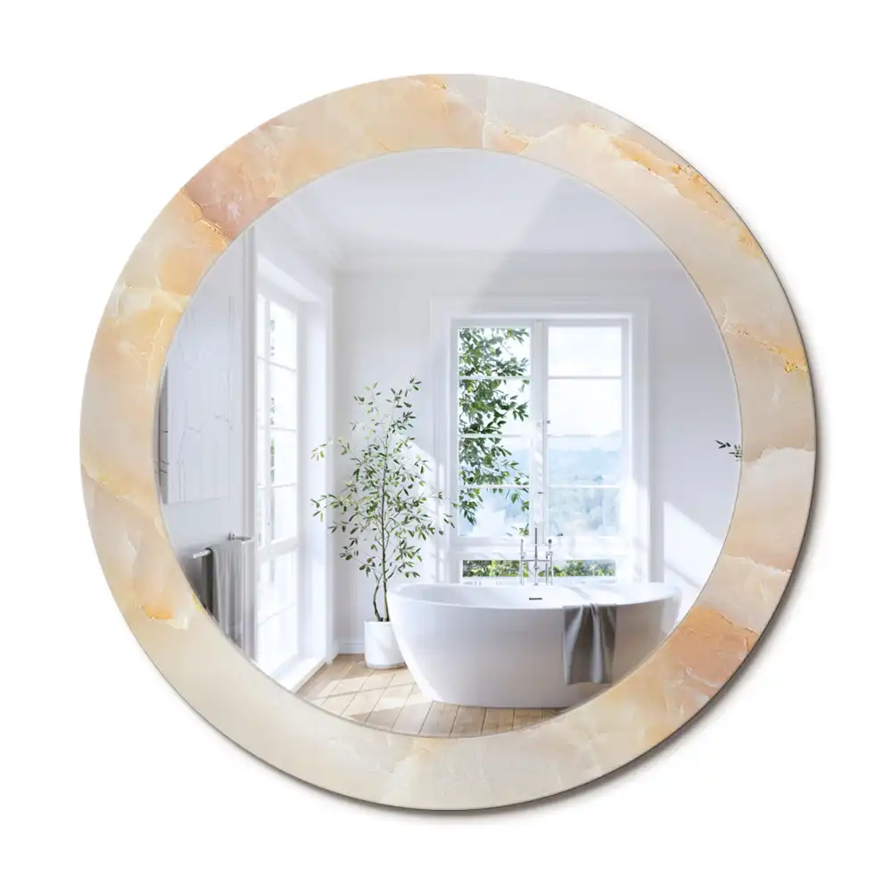 Oglindă rotundă decorativă cu aspect de marmură onix
