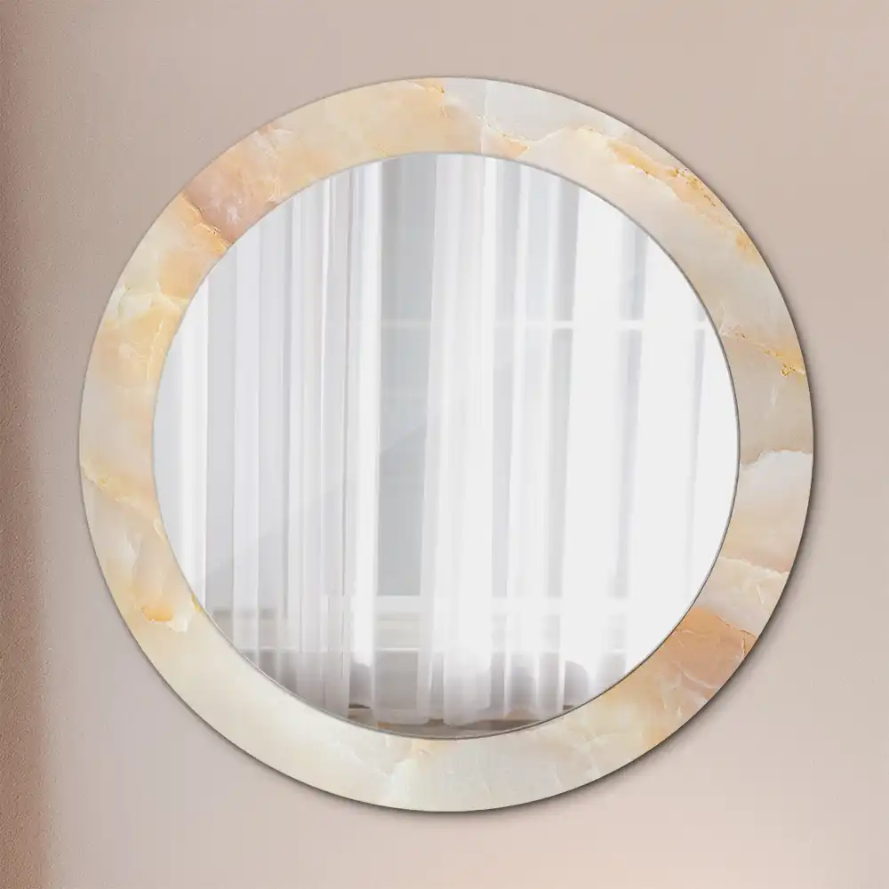 Oglindă rotundă decorativă cu aspect de marmură onix