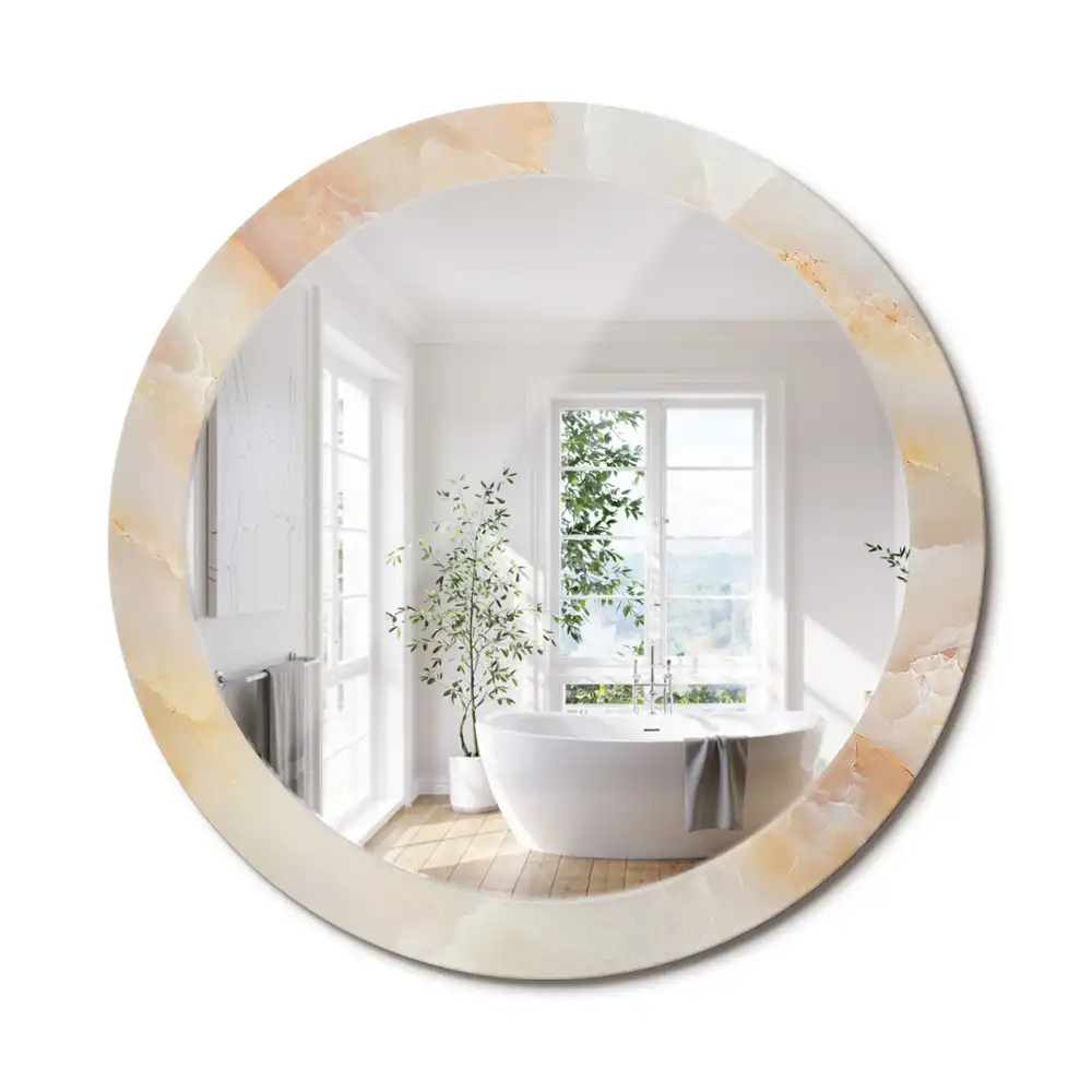 Oglindă rotundă decorativă cu aspect de marmură onix
