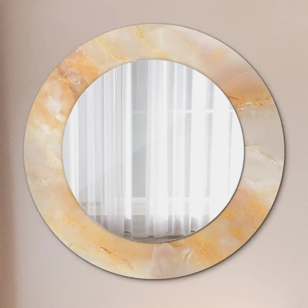 Oglindă rotundă decorativă cu aspect de marmură onix