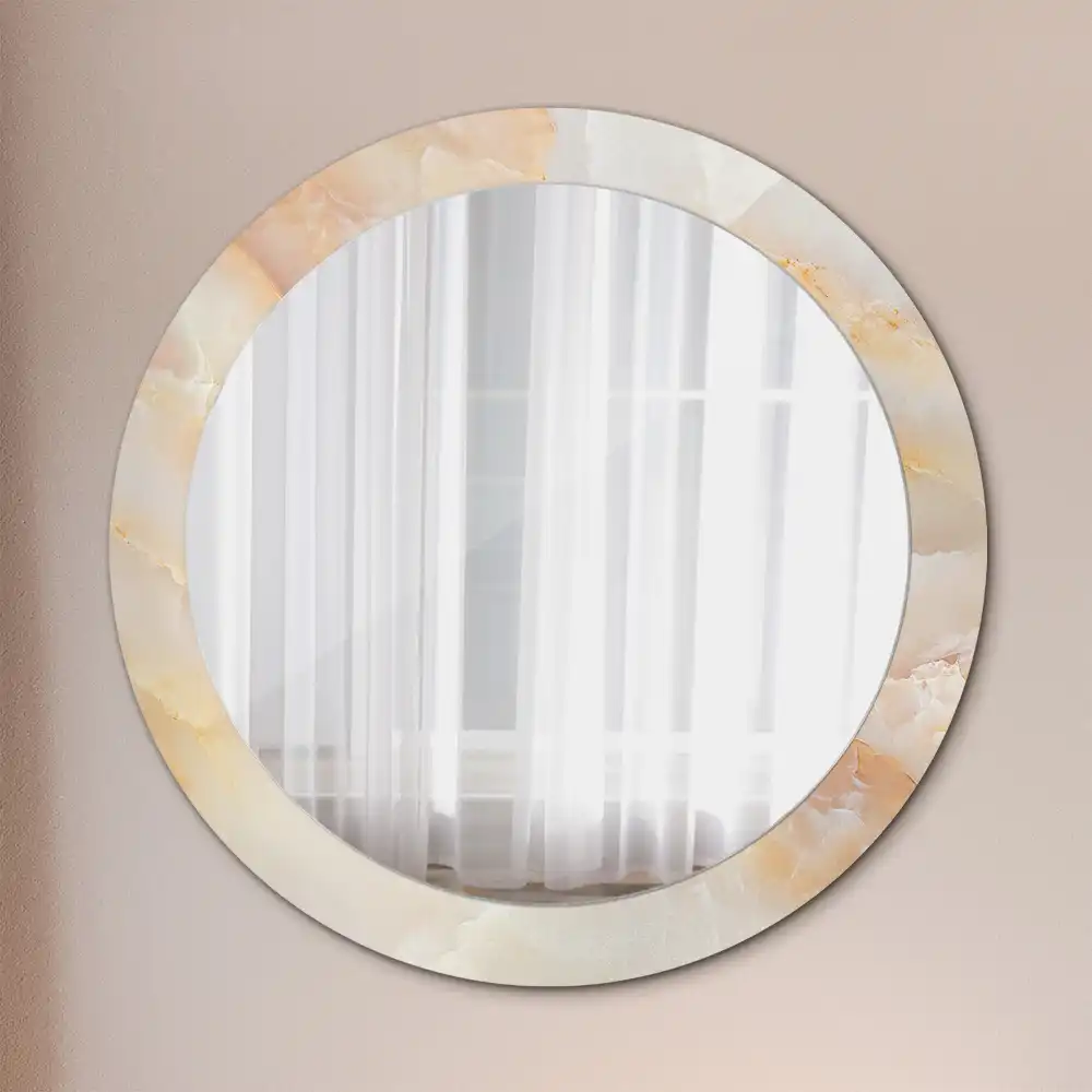 Oglindă rotundă decorativă cu aspect de marmură onix