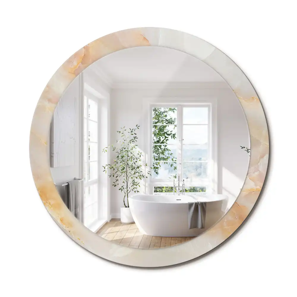 Oglindă rotundă decorativă cu aspect de marmură onix