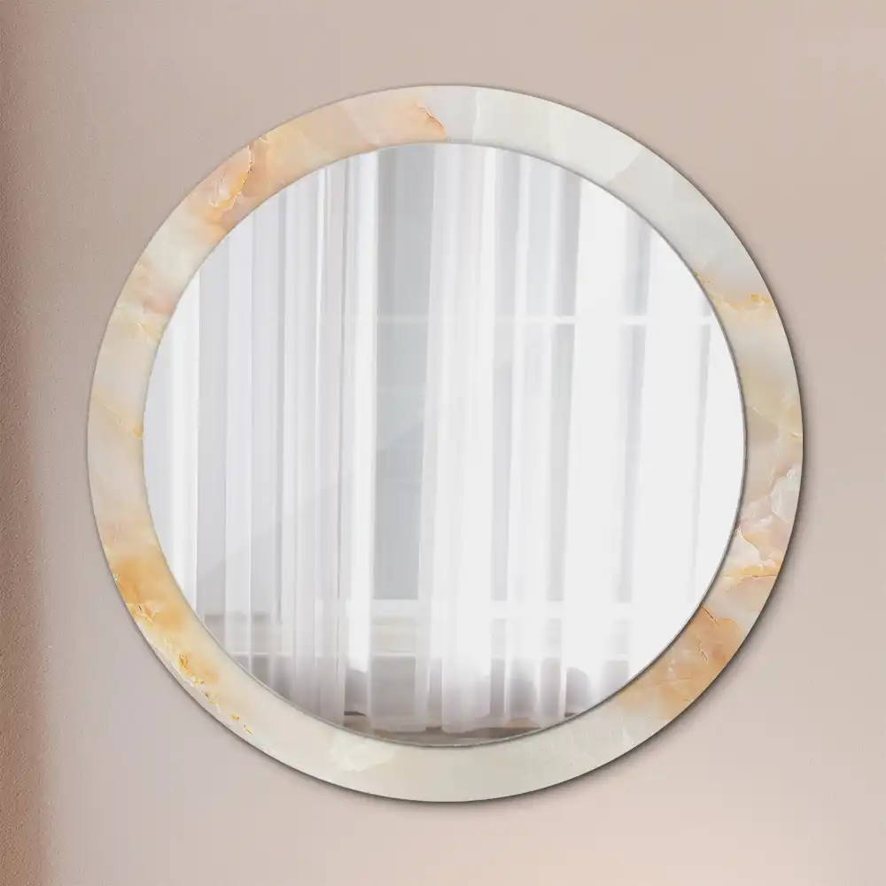 Oglindă rotundă decorativă cu aspect de marmură onix
