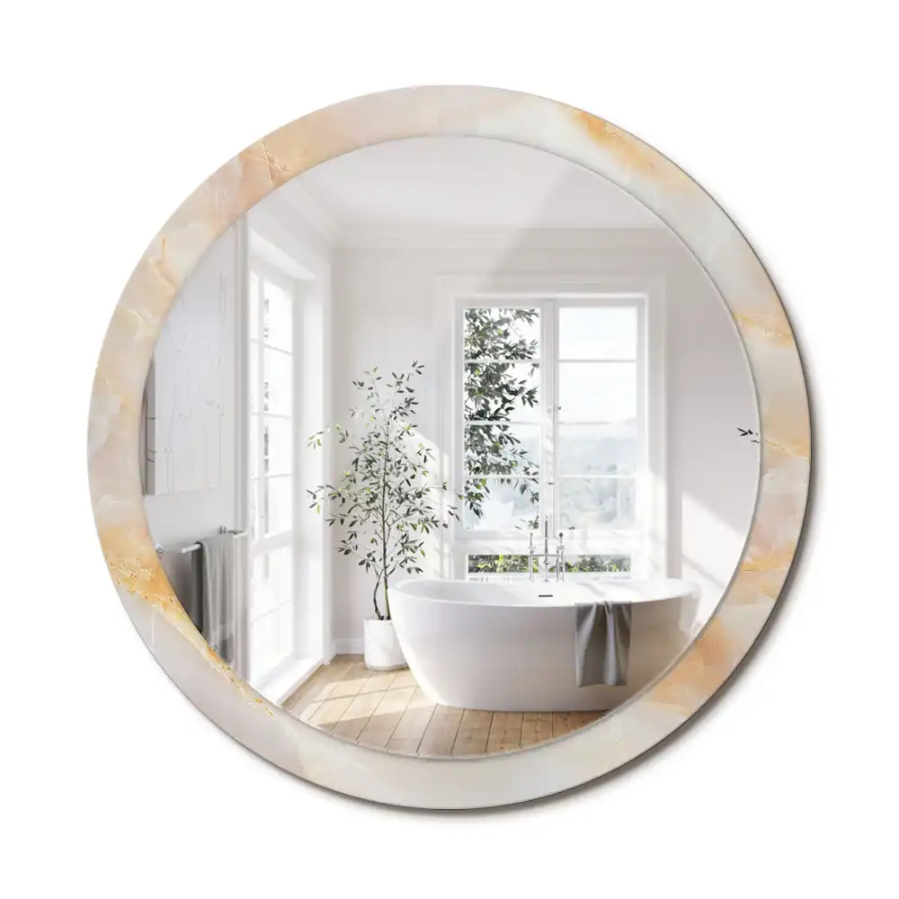 Oglindă rotundă decorativă cu aspect de marmură onix