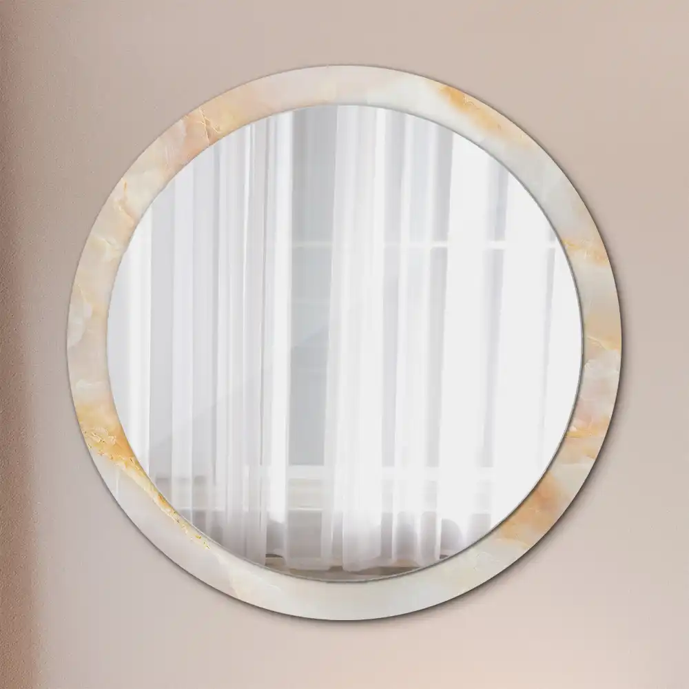 Oglindă rotundă decorativă cu aspect de marmură onix