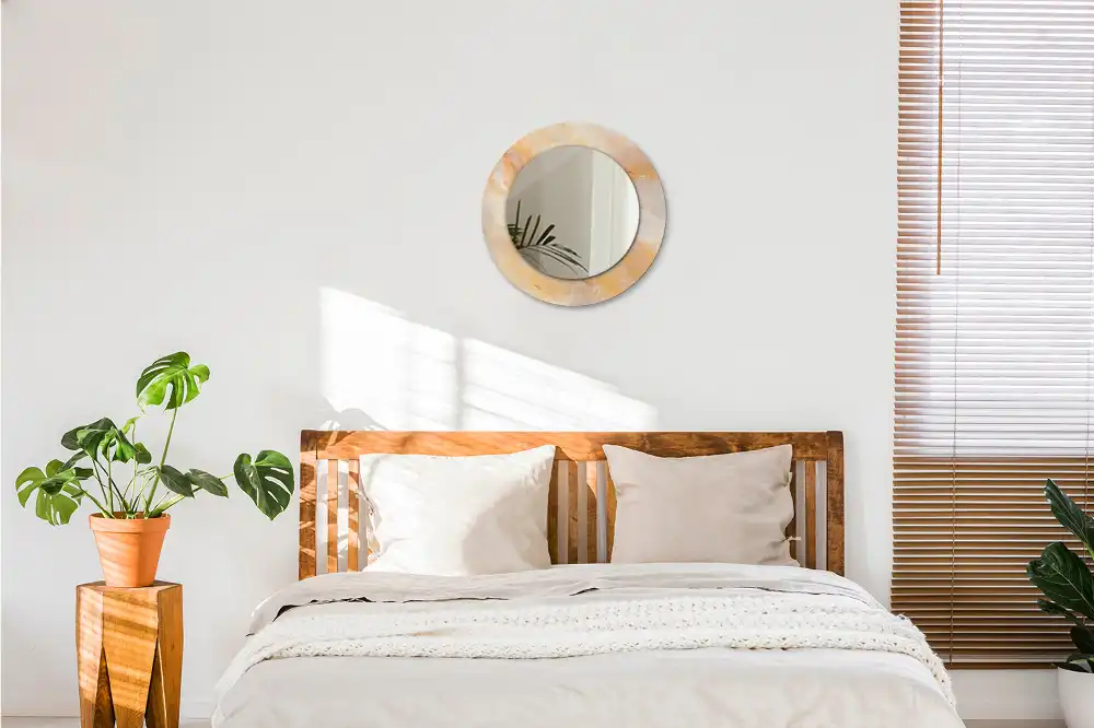 Oglindă rotundă decorativă cu aspect de marmură onix