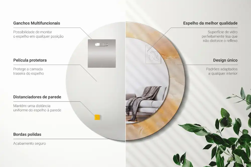 Oglindă rotundă decorativă cu aspect de marmură onix