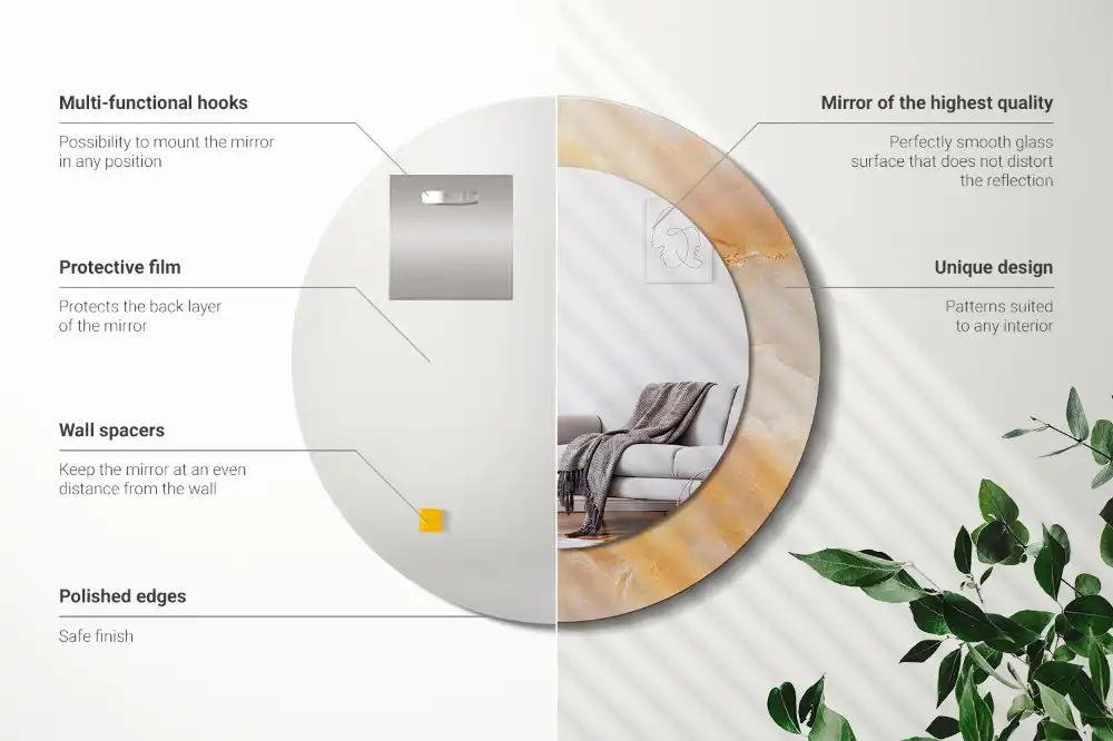 Oglindă rotundă decorativă cu aspect de marmură onix