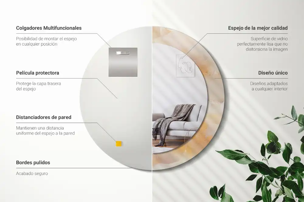 Oglindă rotundă decorativă cu aspect de marmură onix