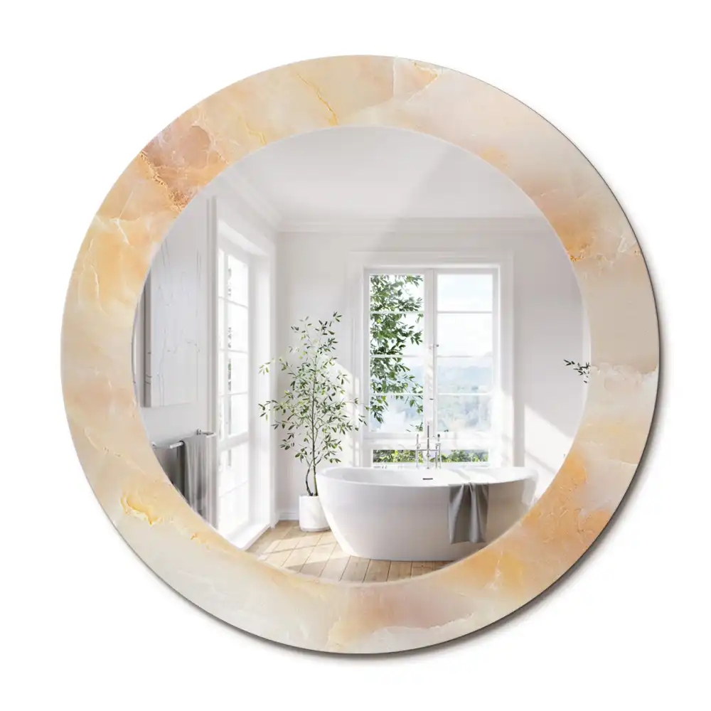 Oglindă rotundă decorativă cu aspect de marmură onix