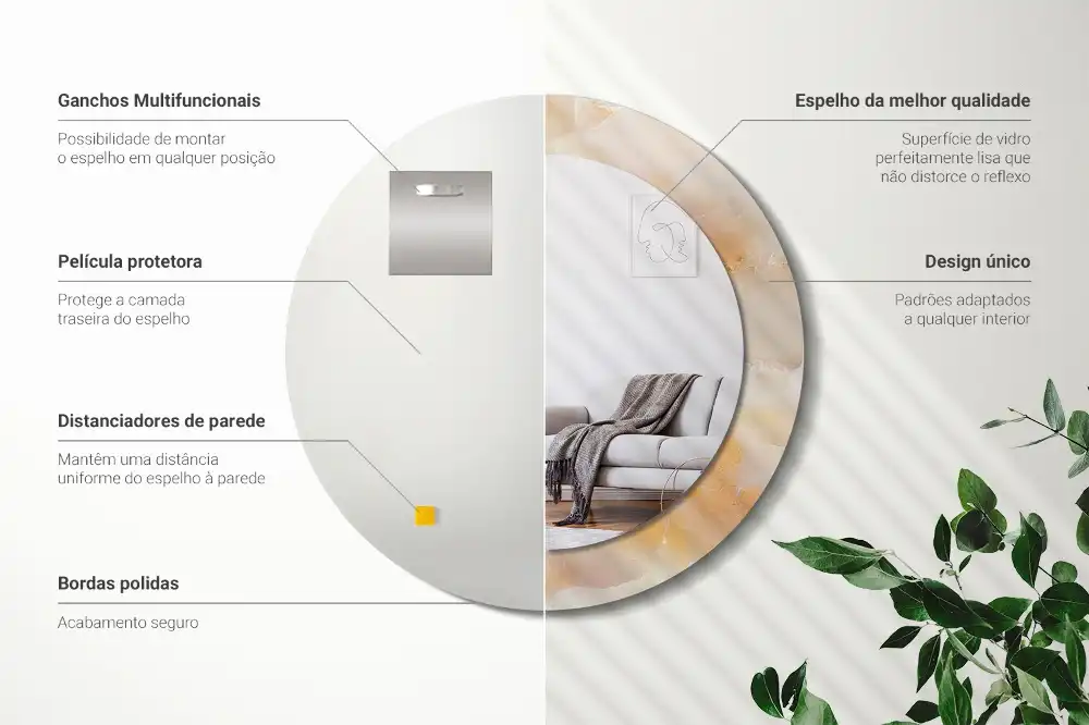 Oglindă rotundă decorativă cu aspect de marmură onix