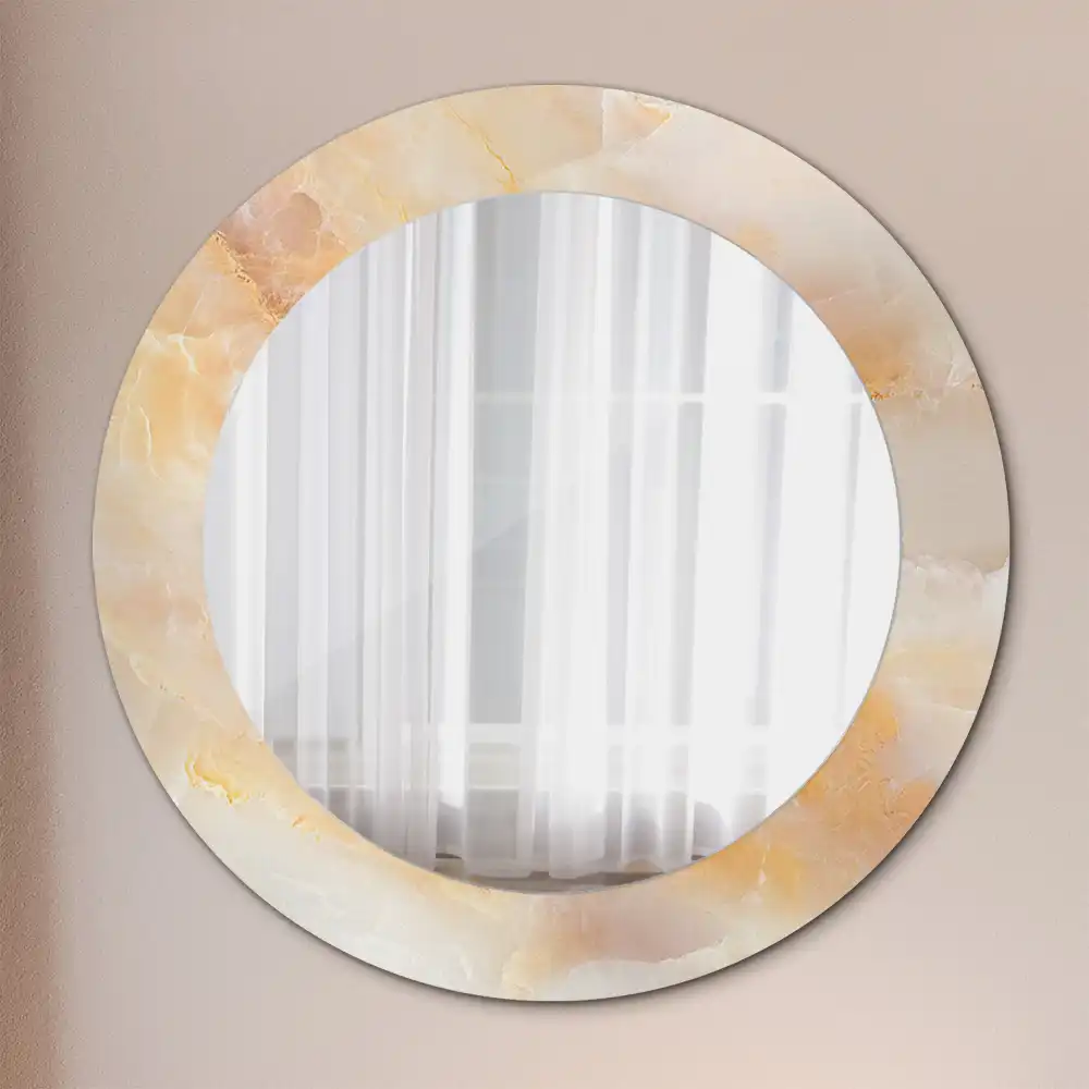 Oglindă rotundă decorativă cu aspect de marmură onix