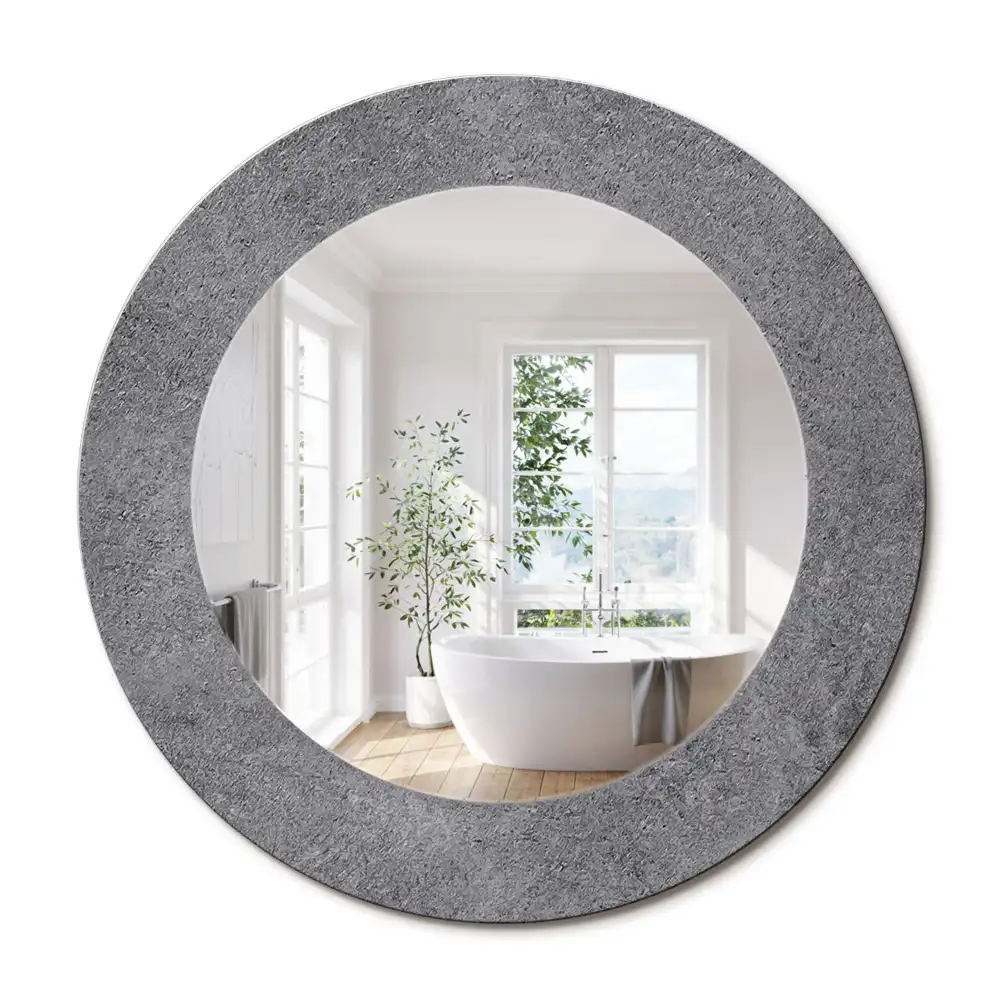 Oglindă rotundă cu imprimeu textură de beton