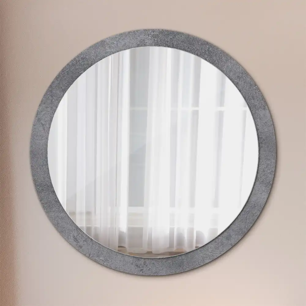 Oglindă rotundă cu imprimeu textură de beton