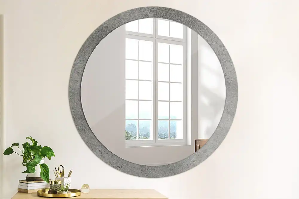 Oglindă rotundă cu imprimeu textură de beton