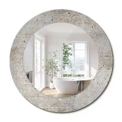 Oglindă rotundă cu imprimeu de beton gri
