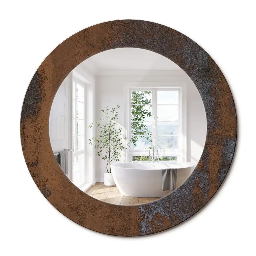 Oglinda rotunda decor perete metalic rustic