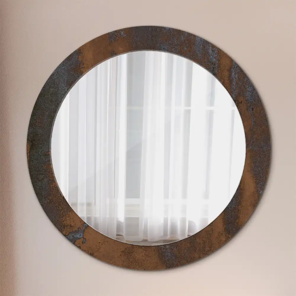Oglinda rotunda decor perete metalic rustic
