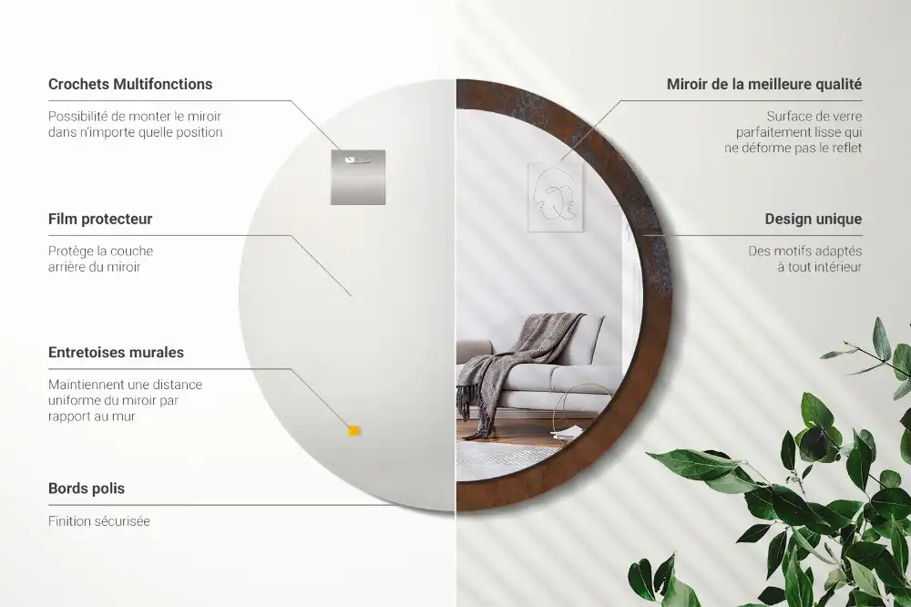 Oglinda rotunda decor perete metalic rustic