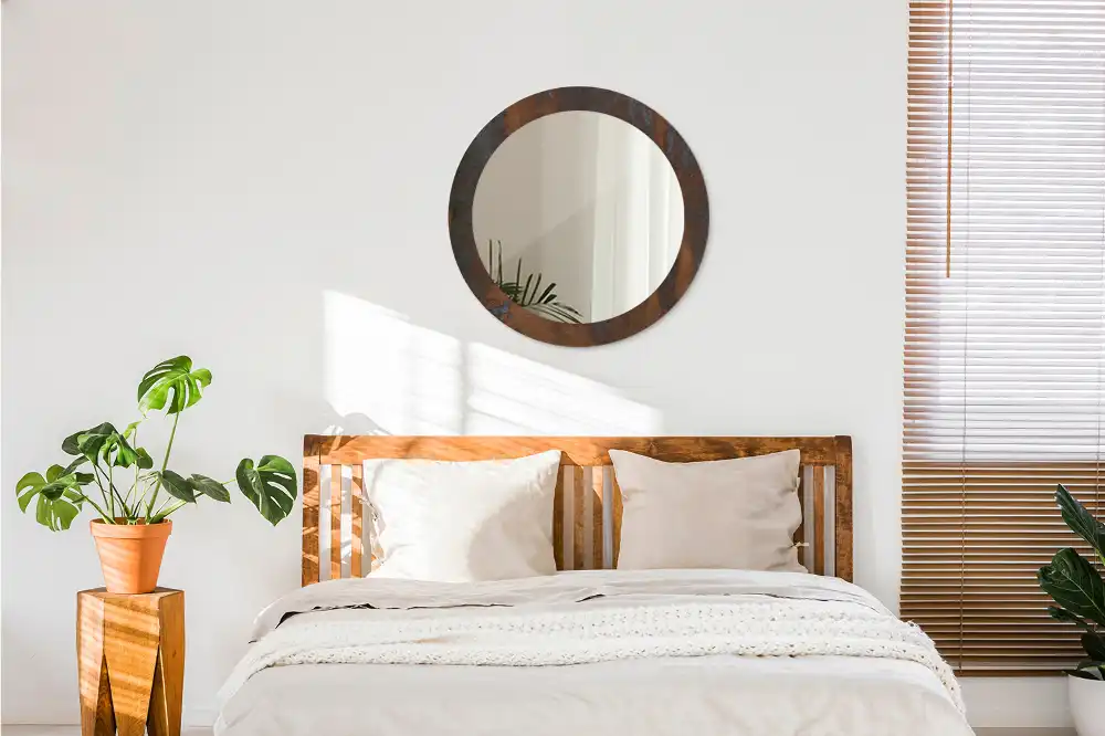 Oglinda rotunda decor perete metalic rustic