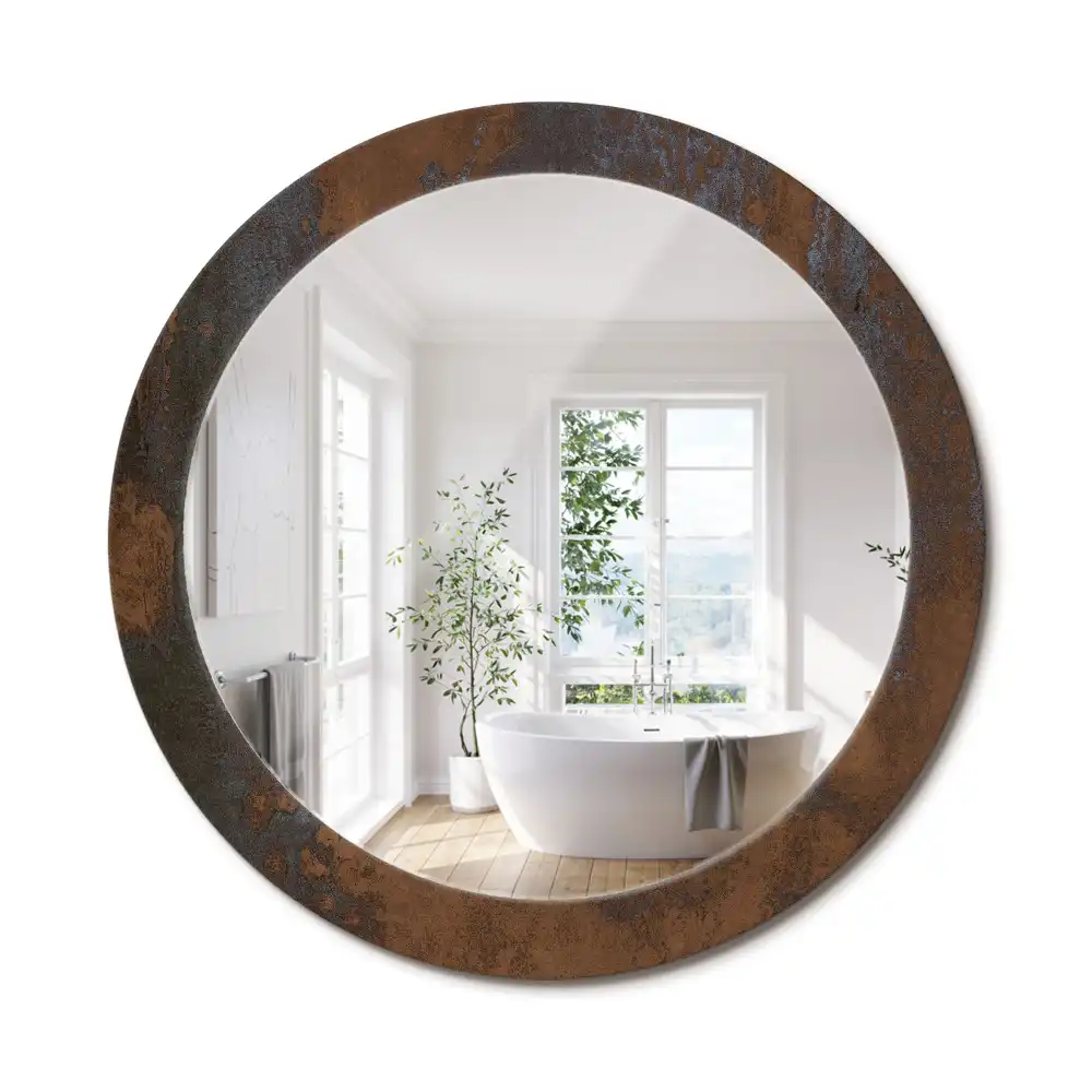 Oglinda rotunda decor perete metalic rustic