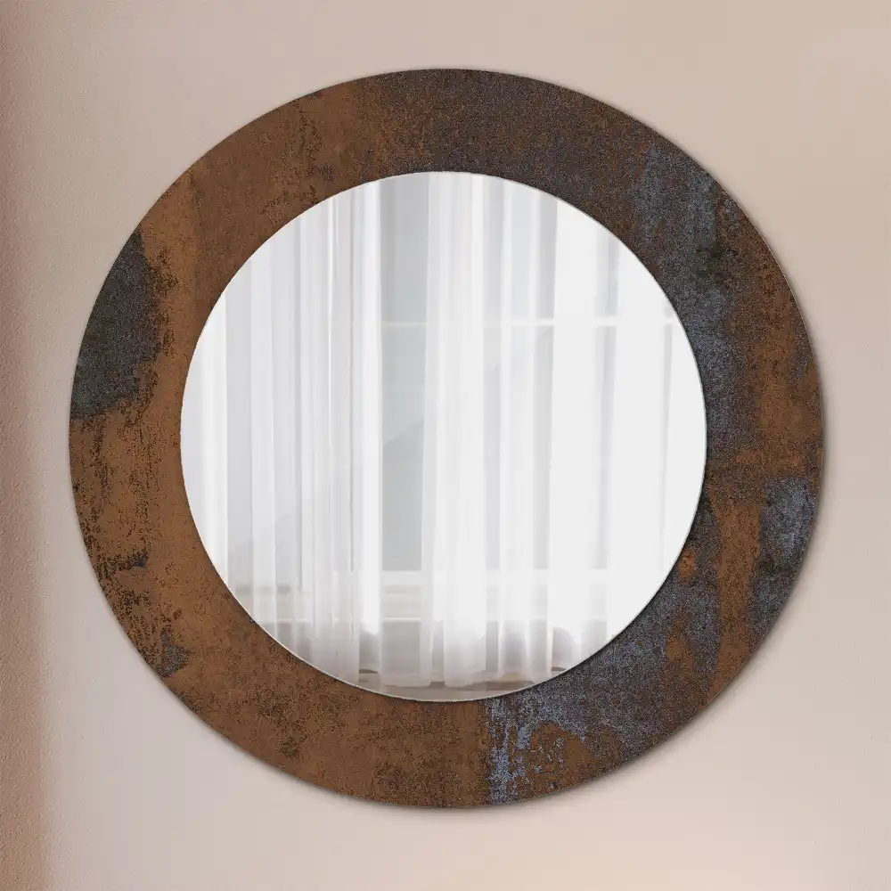 Oglinda rotunda decor perete metalic rustic