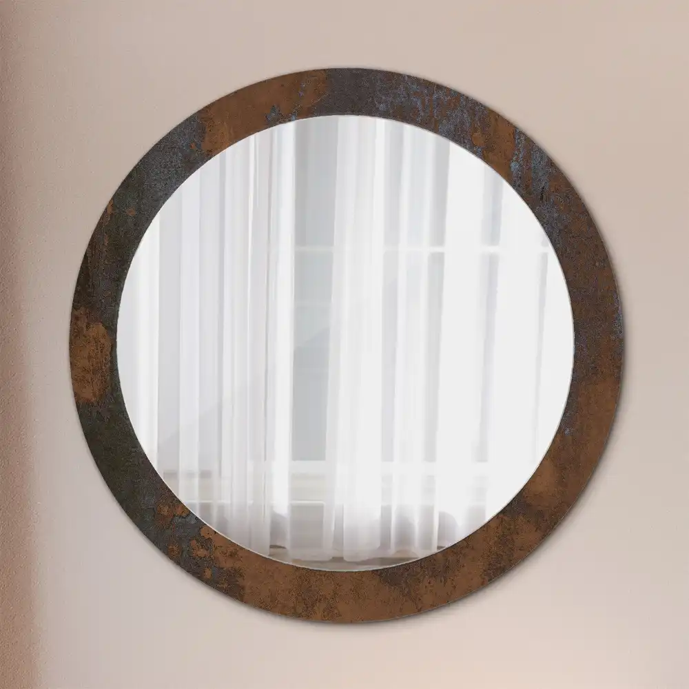 Oglinda rotunda decor perete metalic rustic