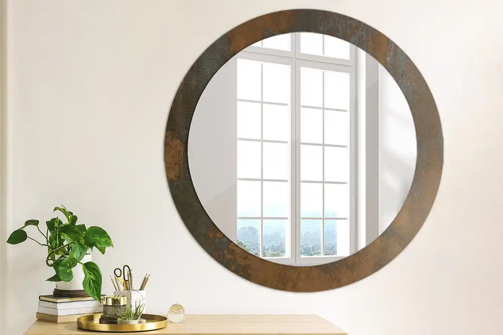 Oglinda rotunda decor perete metalic rustic