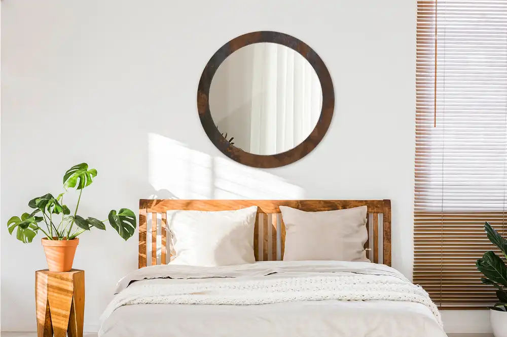 Oglinda rotunda decor perete metalic rustic