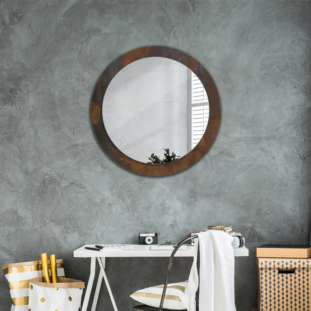 Oglinda rotunda decor perete metalic rustic