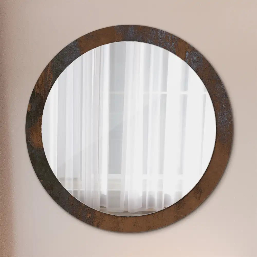 Oglinda rotunda decor perete metalic rustic