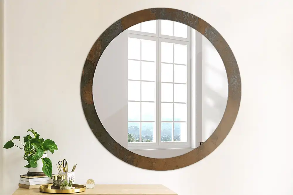 Oglinda rotunda decor perete metalic rustic