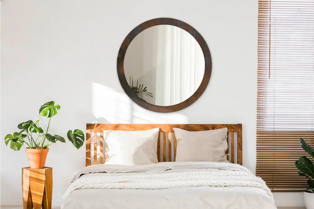 Oglinda rotunda decor perete metalic rustic