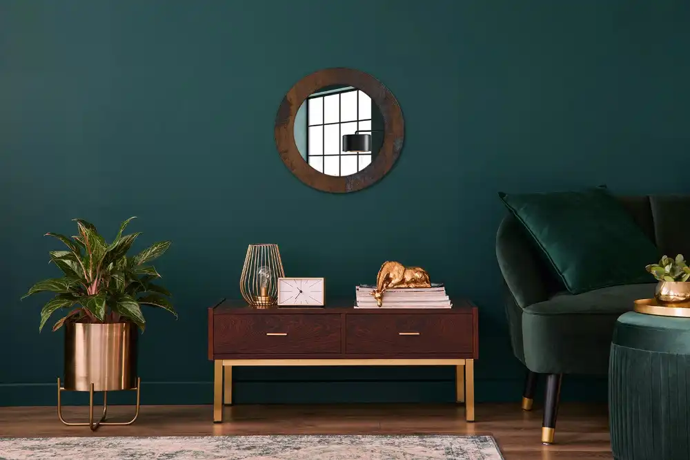 Oglinda rotunda decor perete metalic rustic