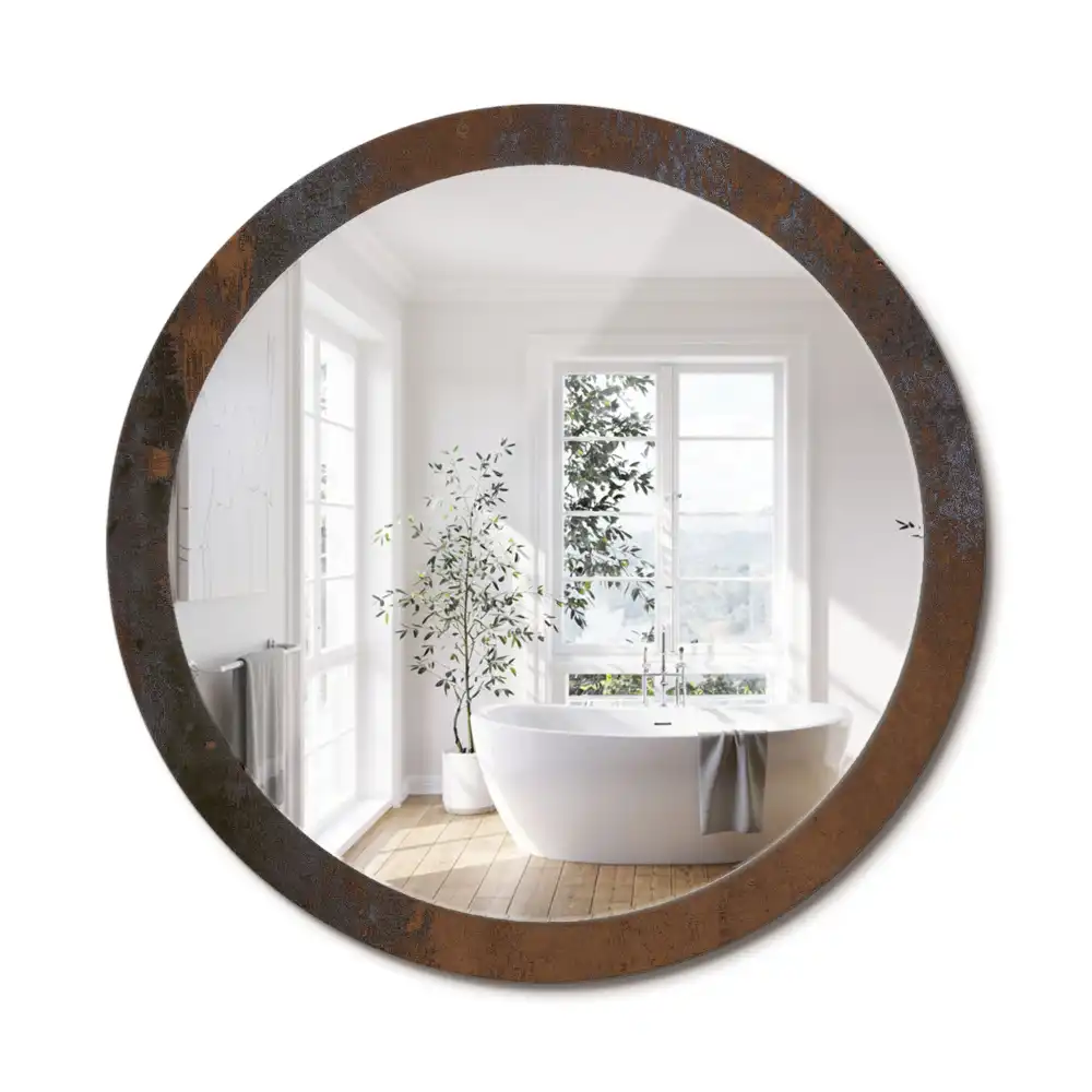 Oglinda rotunda decor perete metalic rustic