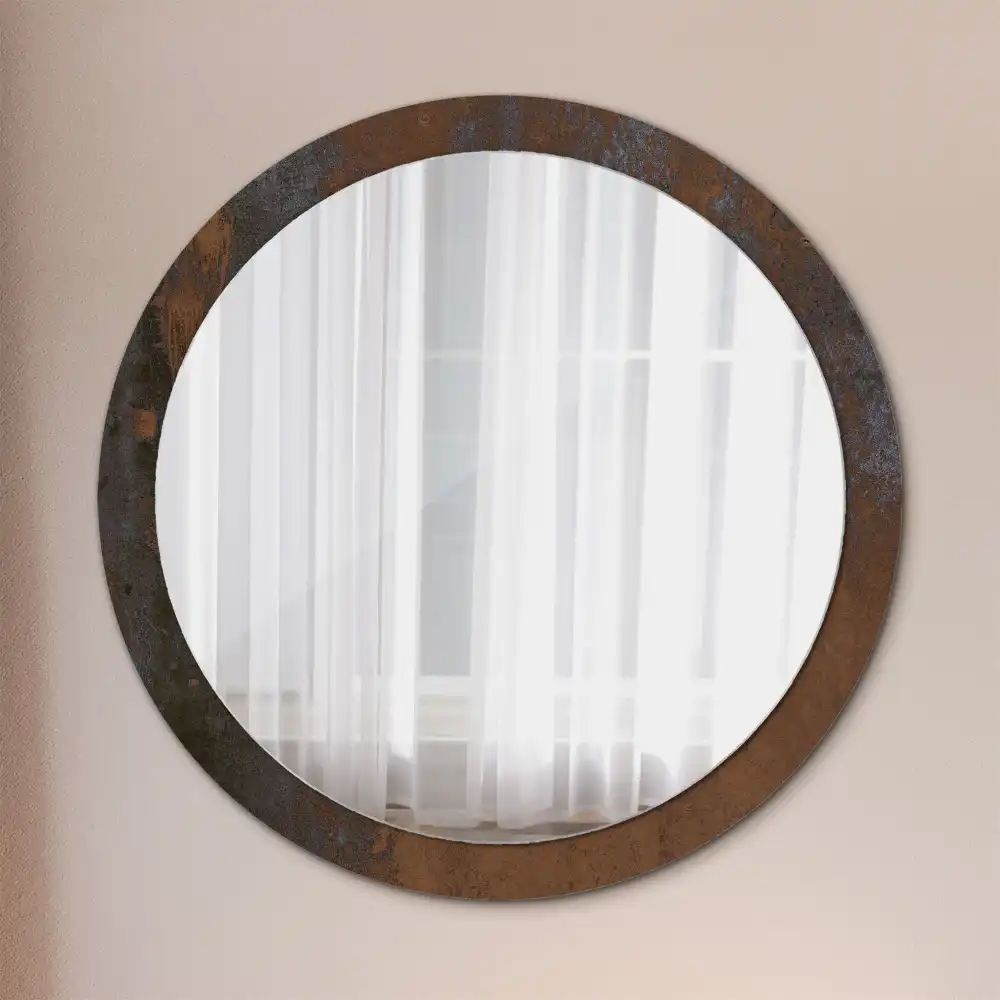 Oglinda rotunda decor perete metalic rustic