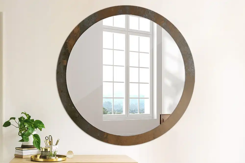 Oglinda rotunda decor perete metalic rustic