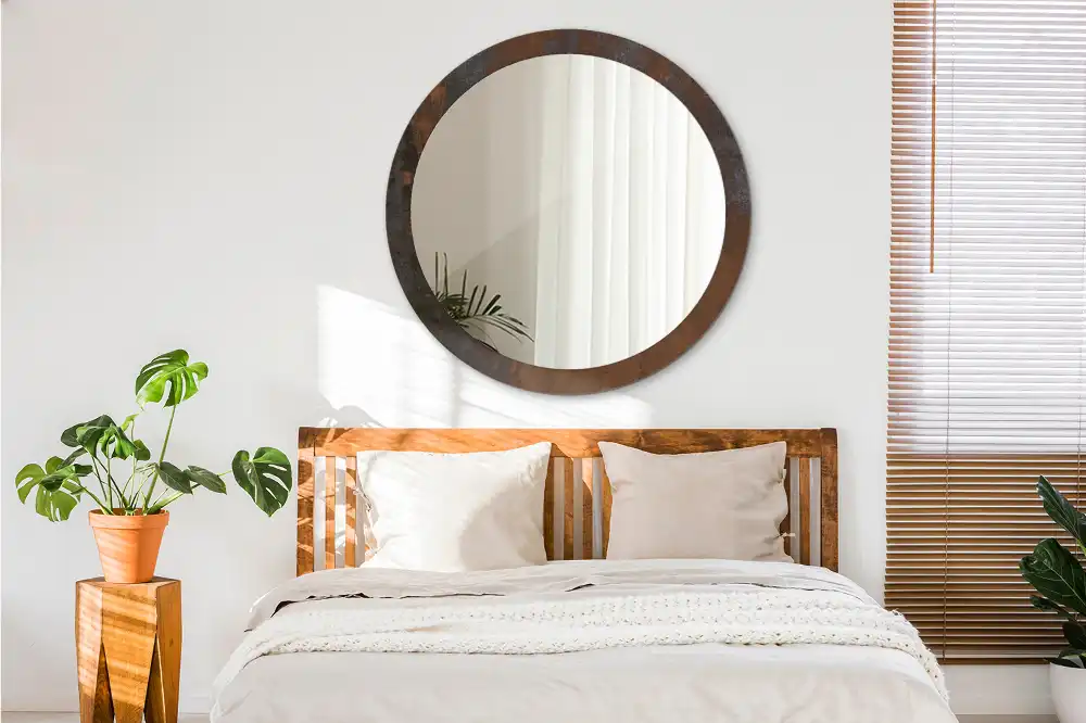 Oglinda rotunda decor perete metalic rustic