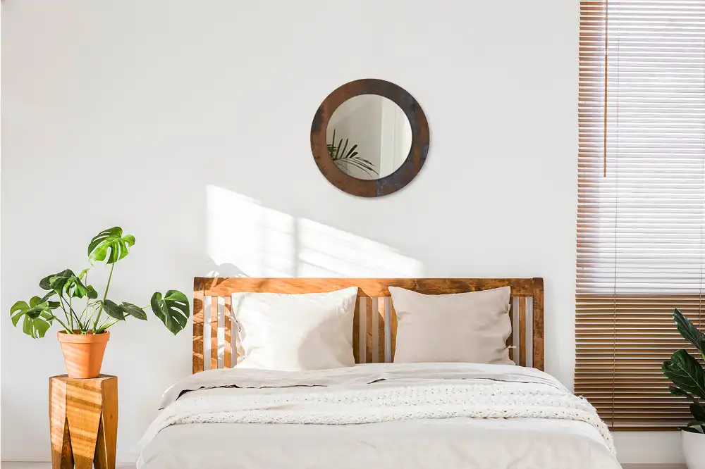 Oglinda rotunda decor perete metalic rustic