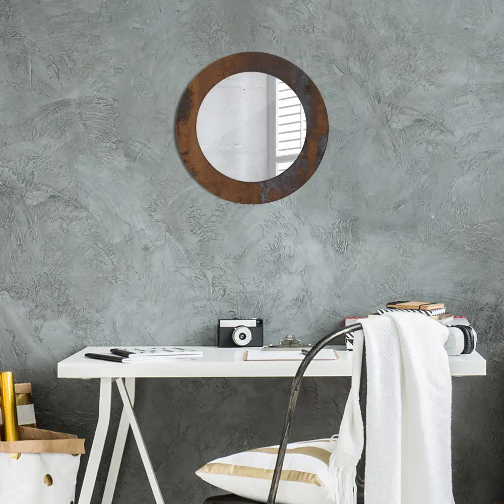 Oglinda rotunda decor perete metalic rustic