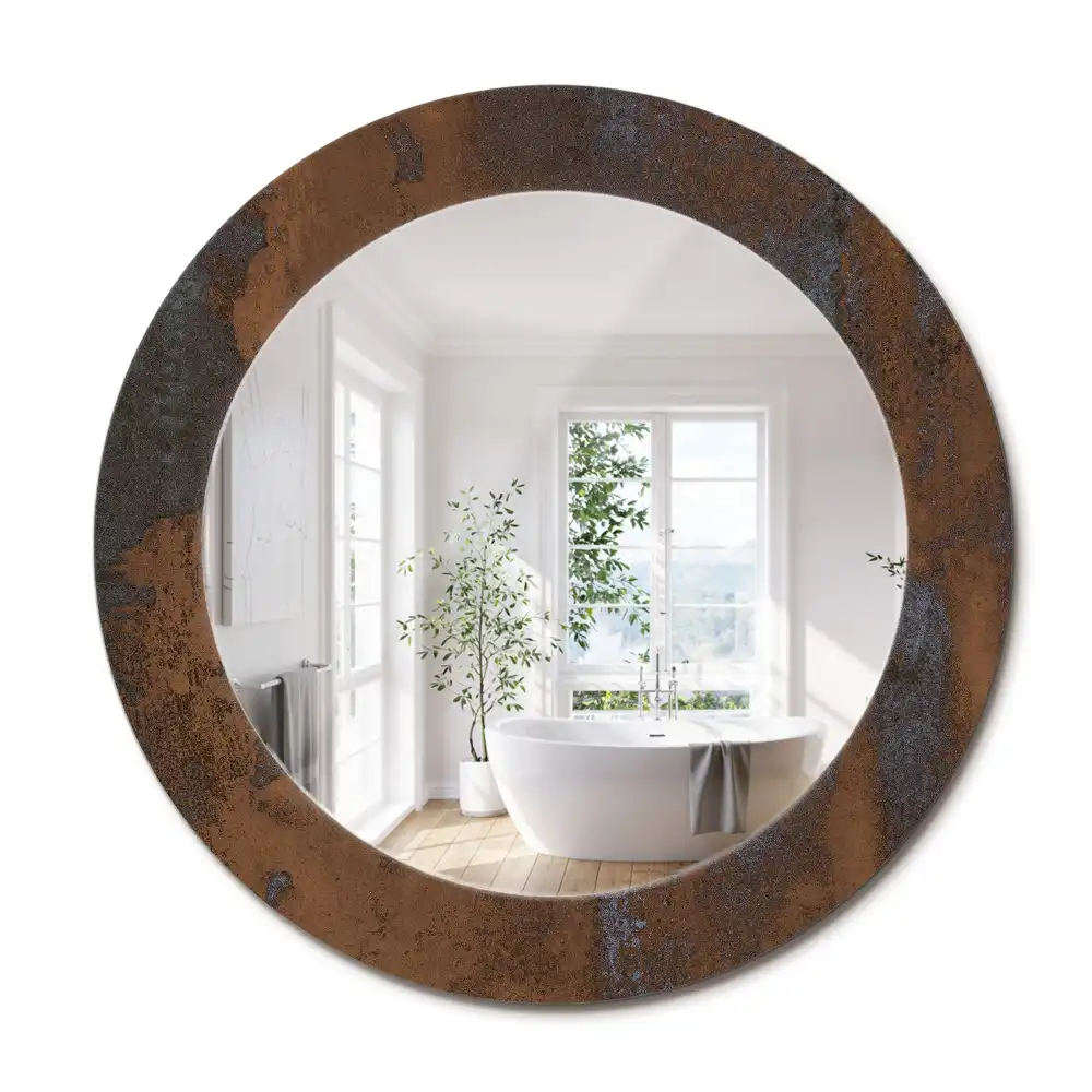 Oglinda rotunda decor perete metalic rustic