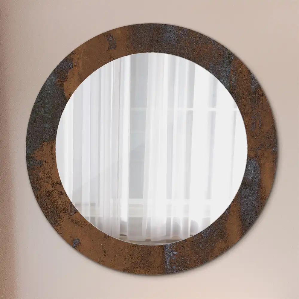 Oglinda rotunda decor perete metalic rustic