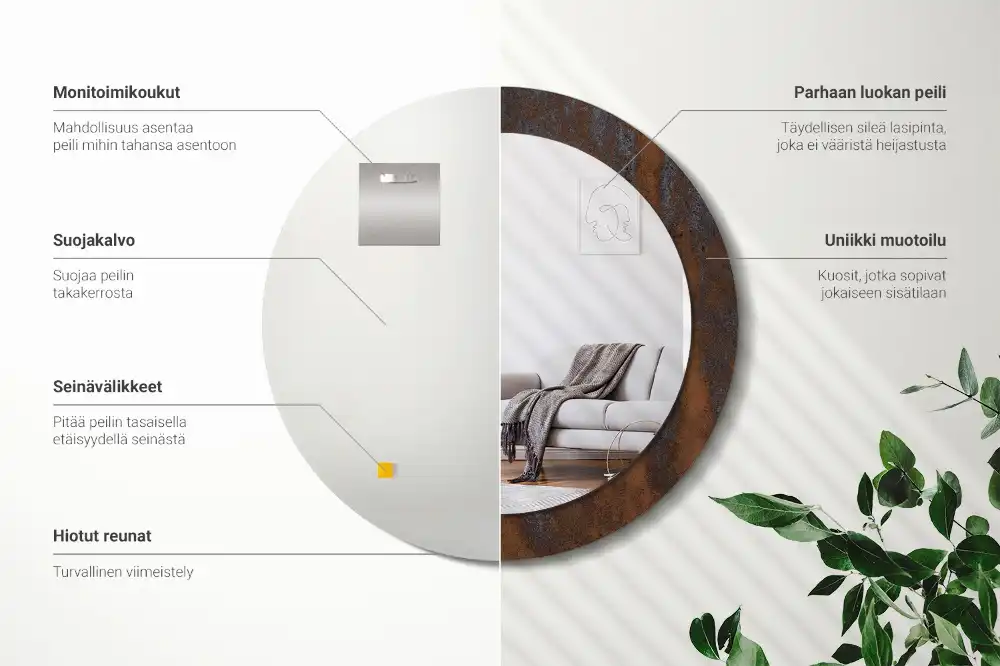 Oglinda rotunda decor perete metalic rustic
