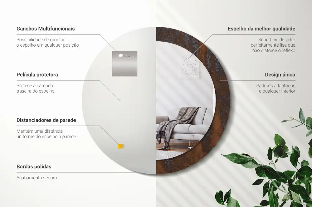 Oglinda rotunda decor perete metalic rustic