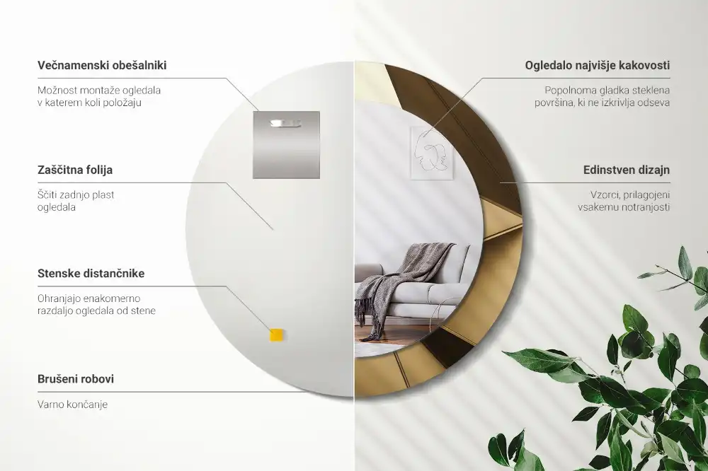 Oglinda rotunda imprimata abstracție modernă