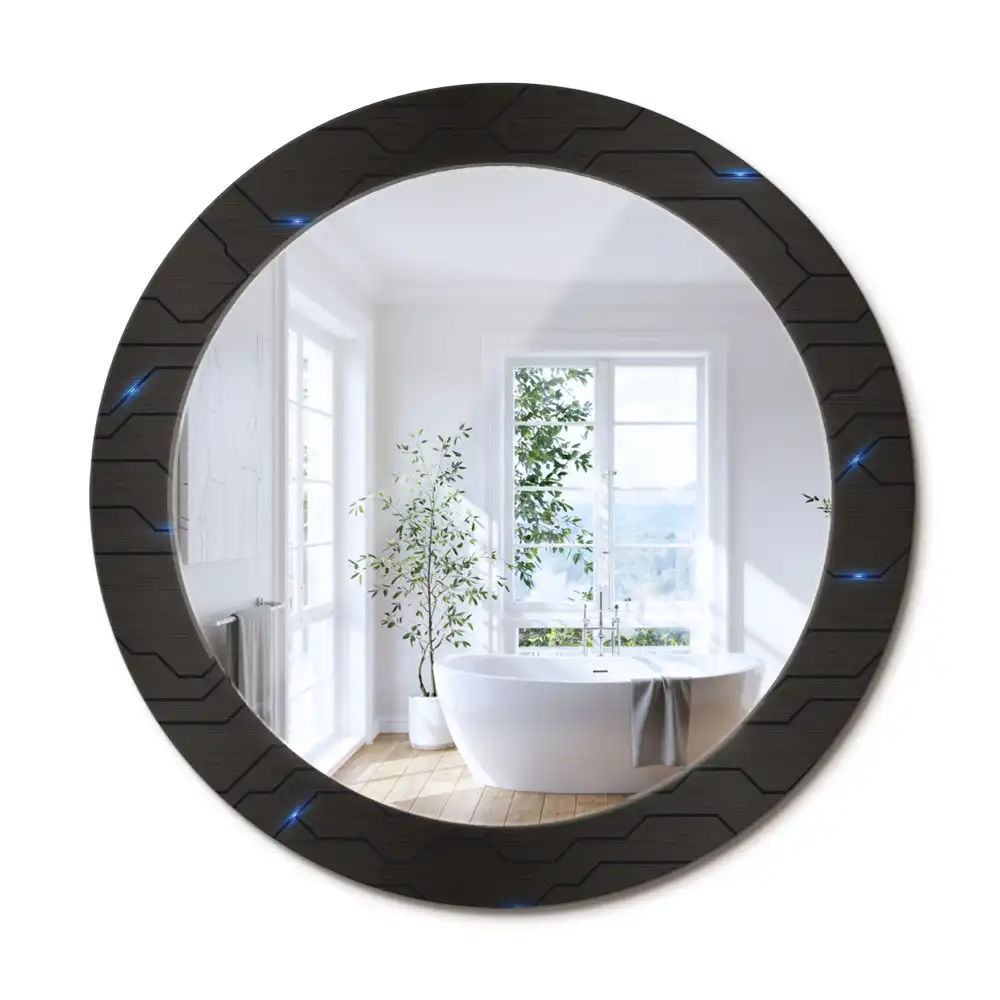 Oglindă rotundă decorativă de perete cu design abstract futurist