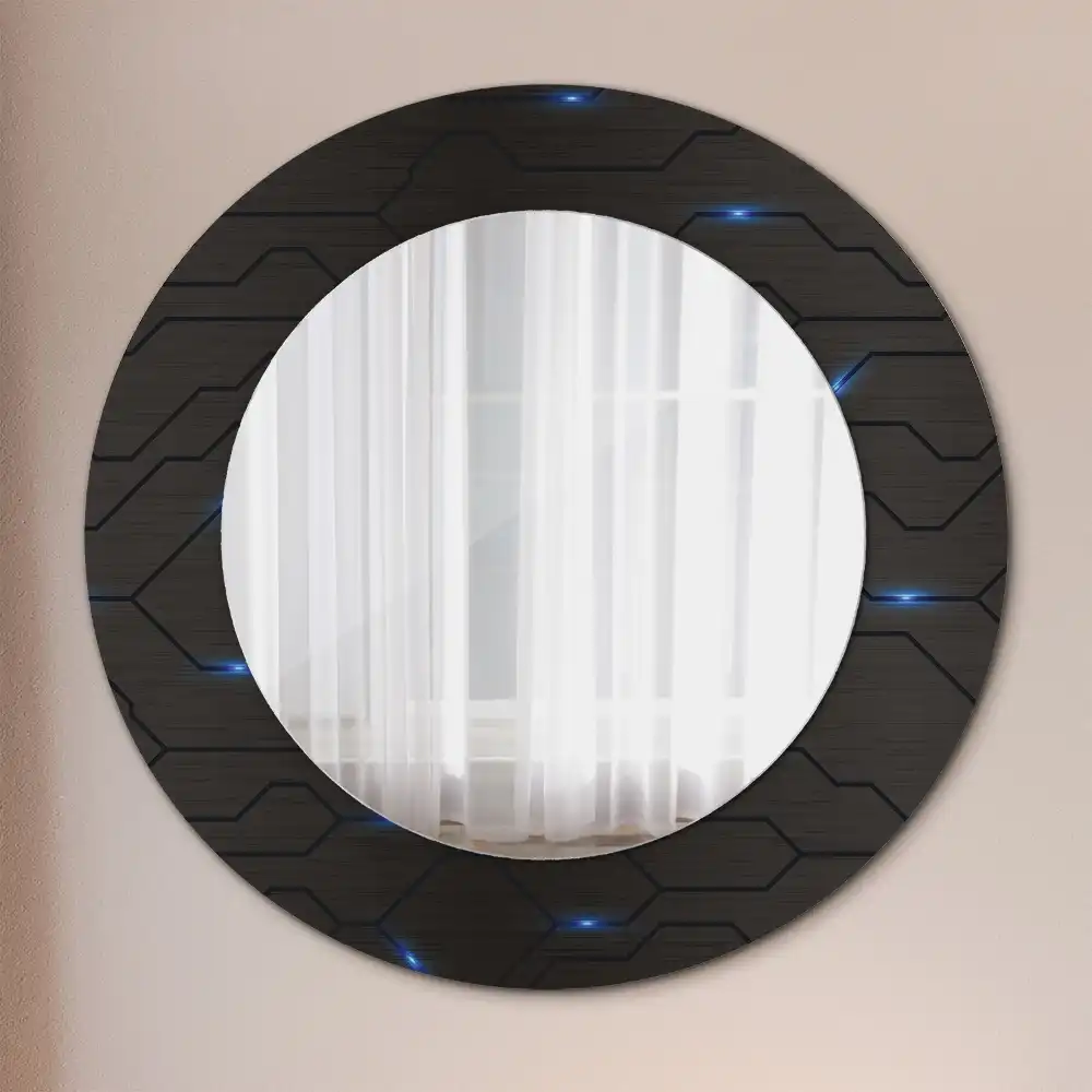 Oglindă rotundă decorativă de perete cu design abstract futurist