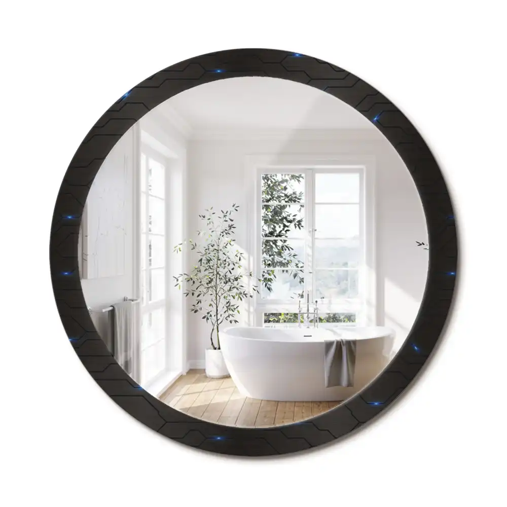 Oglindă rotundă decorativă de perete cu design abstract futurist