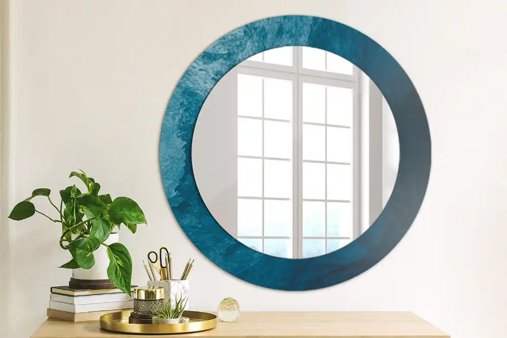 Oglindă rotundă decorativă cu design de artă abstractă pentru perete