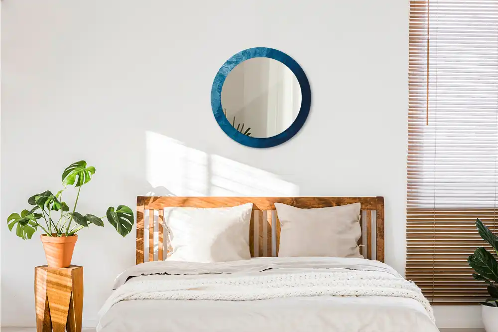 Oglindă rotundă decorativă cu design de artă abstractă pentru perete